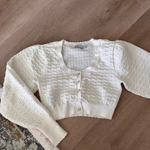 Zara Knit Balloon Sleeve Cardigan